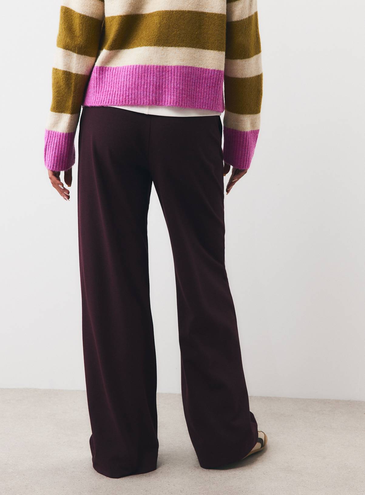 Dark Red Ponte Wide Leg Trousers 20L - Image 4